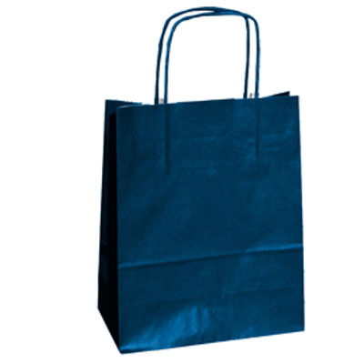 Immagine di Shopper in carta - maniglie cordino - 26 x 11 x 34,5cm - blu - conf. 25 sacchetti [037368]
