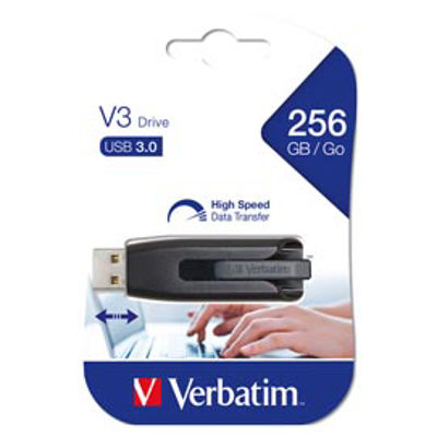 Immagine di Verbatim - Usb 3.0 Superspeed Store'N'Go V3 Drive - Nero - 49168 - 256GB [49168]