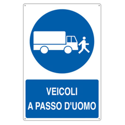 Immagine di Cartello segnalatore - 50x70 cm - VEICOLI A PASSO D'UOMO - alluminio - Cartelli Segnalatori [E1909Y]