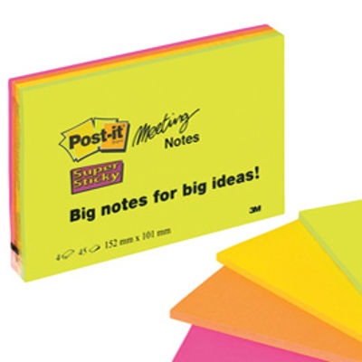Immagine di Blocco foglietti Post it  Super Sticky Meeting Notes - 6445-SSP - 152 x 101 mm - rosa/verde neon - 45 fogli - Post it [76028]