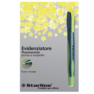 Immagine di Evidenziatore a penna Starline - punta scalpello - tratto da 1,0-4,0mm - giallo - Starline [STL1638]