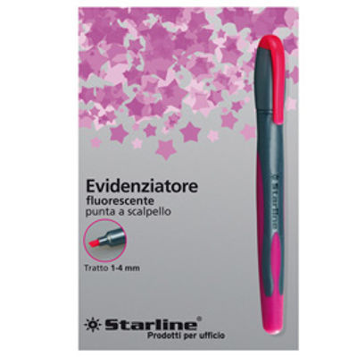 Immagine di Evidenziatore a penna - punta scalpello - tratto da 1,0-4,0mm - fucsia - Starline [STL1640]
