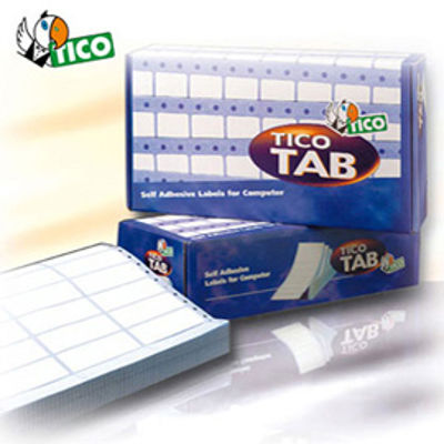Immagine di Etichette a modulo continuo Tico TAB 1 - 72x36,2 mm - corsia singola - permanente - bianco - Tico - scatola da 4000 etichette [TAB1-0723]