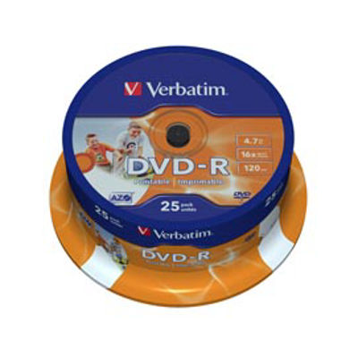 Immagine di Verbatim - Scatola 25 DVD-R - stampabile - 43538 - 4,7GB [43538]