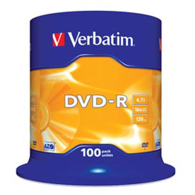 Immagine di Verbatim - Scatola 100 DVD-R - serigrafato - 43549 - 4,7GB [43549]