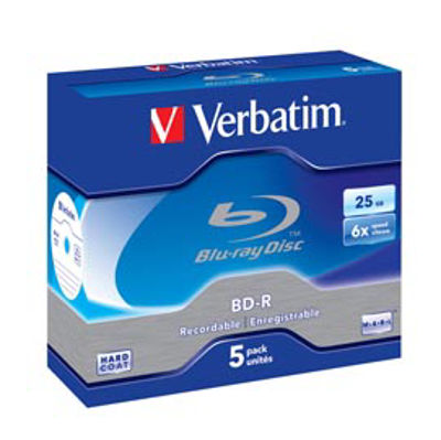 Immagine di Verbatim - Scatola 5 DVD Blu Ray BD-R SL - Jewel Case - Bianco/Blu - 43715 - 25GB [43715]