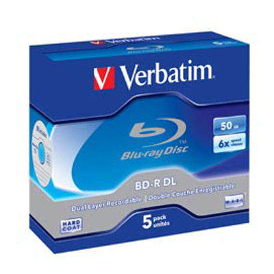 Immagine di Verbatim - Scatola 5 DVD Blu Ray BD-R SL - Jewel Case - Bianco/Blu - 43748 - 50GB [43748]