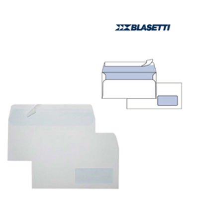 Immagine di Busta bianca con finestra - serie Eco Strip Laser - certificazione FSC - adatta a stampa laser - 110x230 mm - 90 gr - Blasetti - conf. 500 pezzi [0157]