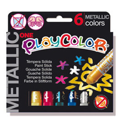 Immagine di Tempera solida in stick Playcolor - 10gr - colori assortiti - Instant - astuccio 6 stick metal [10321]
