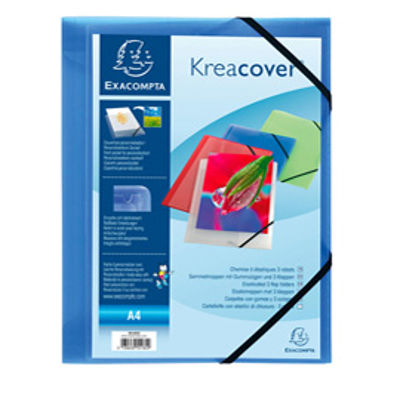 Immagine di Cartella personalizzabile Kreacover  - con elastico - PP - 24x32 cm - blu trasparente - Exacompta [55182E]