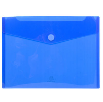 Immagine di Busta a tasca con chiusura in velcro - PPL - 24x32 cm - blu/trasparente - Exacompta [56422E]