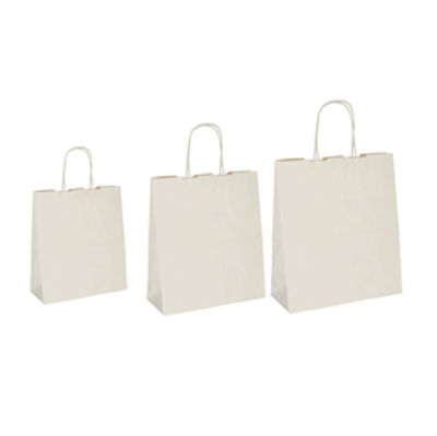 Immagine di Shopper in carta - maniglie cordino - 26 x 11 x 34,5cm - sabbia - conf. 25 sacchetti [074370]