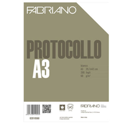Immagine di Foglio protocollo - A4 - senza rigatura - 60 gr - bianco - Fabriano - conf. 200 pezzi [02010560]