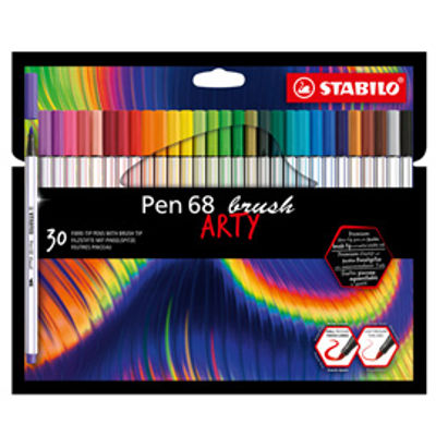 Immagine di Pennarello Pen 68 Brush Arty Line 568/30 - colori assortiti - Stabilo - astuccio 30 pezzi [568/30-21-20]