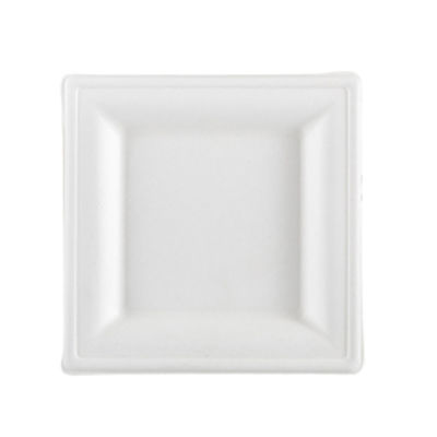 Immagine di Piatto quadrato monouso - 16 x 16 cm - canna da zucchero - bianco - Signor Bio - conf. 50 pezzi [BPS001BIO50B]