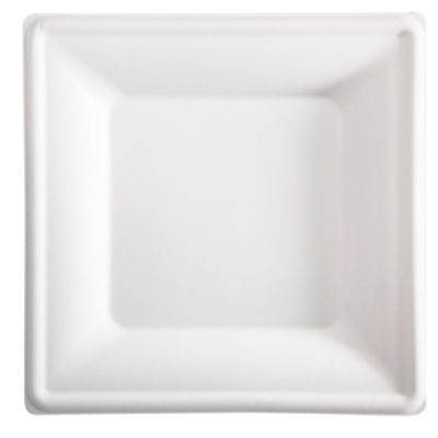 Immagine di Piatto quadrato monouso - 26 x 26 cm - canna da zucchero - bianco - Signor Bio - conf. 50 pezzi [BPS003BIO50B]