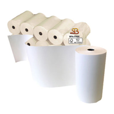 Immagine di Rotolo per calcolatrici e stampanti - 57 mm x 25 m - diametro esterno 45 mm - anima 12 mm - 55 gr - carta termica BPA free - Sabacart - blister 10 pezzi [3120057025CX]