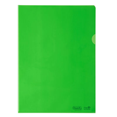 Immagine di Cartelline a L - 22 x 30 cm - PE Bio-Based - liscio superior - verde - Favorit - conf. 25 pezzi [400182396]