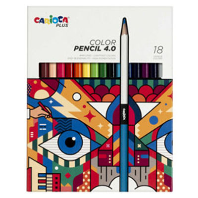 Immagine di Matita colorata Color Pencil 4.0 - mina 4 mm - colori assortiti - Carioca Plus - conf. 18 pezzi [45202]