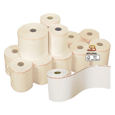 Immagine di Rotolo per bilancia - 62,5 mm x 30 m - diametro esterno 50 mm - anima 12 mm - 55 gr - carta termica BPA free - Sabacart - blister 10 pezzi [3125062530BX]