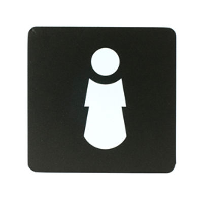 Immagine di Pittogramma adesivo - toilette donna - 16 x 16 cm - PVC - nero/bianco - Stilcasa [PR2-D]