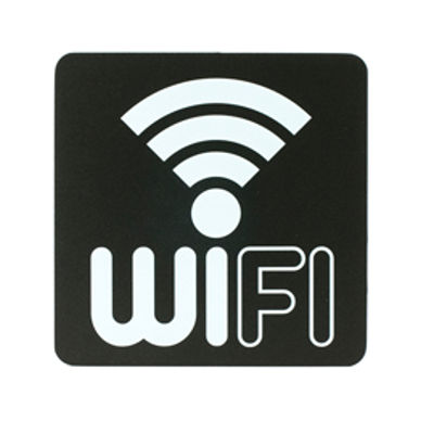 Immagine di Pittogramma adesivo - Wifi - 16 x 16 cm - PVC - nero/bianco - Stilcasa [PR23-WF]