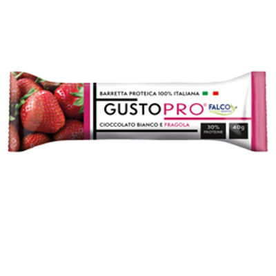 Immagine di Barretta proteica GustoPro - cioccolato bianco e fragola - 40 gr - Falco [01-0401]