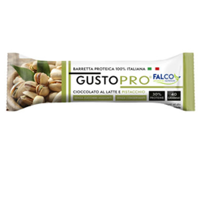 Immagine di Barretta proteica GustoPro - cioccolato al latte e pistacchio - 40 gr - Falco [01-0404]