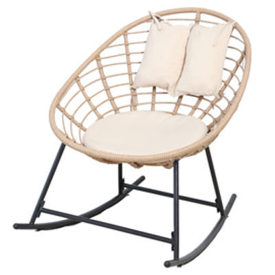 Immagine di Poltrona Dondolo Tahiti in polyrattan color naturale [S2251030]