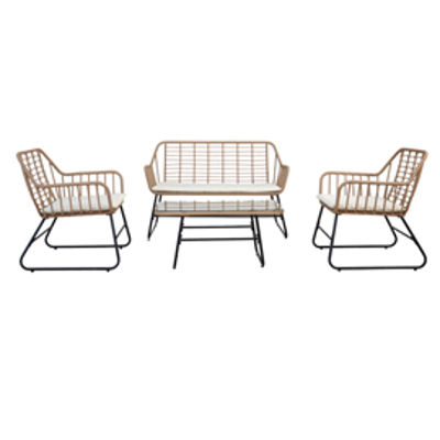 Immagine di Salotto Cebu polyrattan color naturale - set 4 elementi [S2251001]