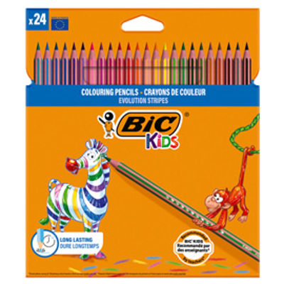 Immagine di Matita colorata Evolution Stripes - colori assortiti - Bic - conf. 24 pezzi [9505251]