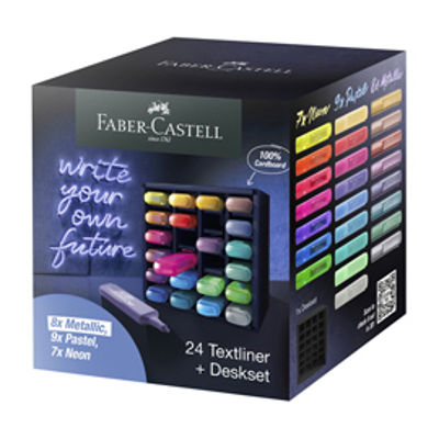 Immagine di Evidenziatore Textliner 46 - punta a scalpello - tratto 1,0-3,0-5,0 mm - colori assortiti - Faber Castell - deskset 24 pezzi [254602]