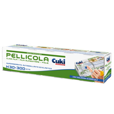 Immagine di Roll pellicola trasparente - con seghetto - 300 mm x 300 m - PVC - Cuki Professional [3530131]