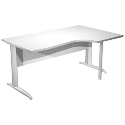 Immagine di Scrivania Compact Destro Easy - 160 x 60/80/100 cm - Bianco/grigio alluminio - Artexport [008K211/3/AA]