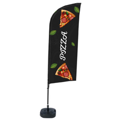 Immagine di Bandiera a vela PIZZA - con base riempibile - 89 x 240 cm - Studio T [BFAW310-WT21-I136ECO]