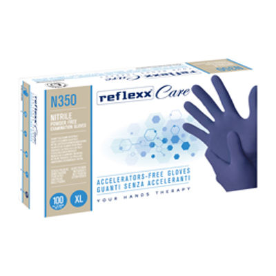 Immagine di Guanti nitrile ipoallergenici N350 - senza acceleranti - taglia XL - blu - Reflexx - conf. 100 pezzi [N350/XL]