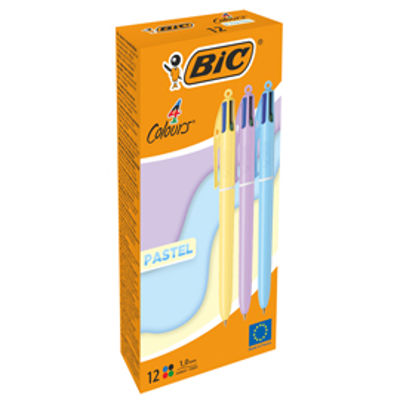 Immagine di Penna sfera a scatto 4 Colori Pastel - 1.0 mm - Bic - conf. 12 pezzi [517320]