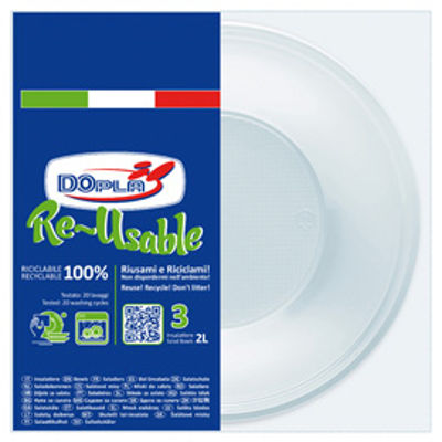 Immagine di Insalatiera reuse - diametro 13,5 cm - 2 L - PS - bianco - Dopla - conf. 3 pezzi [34034]