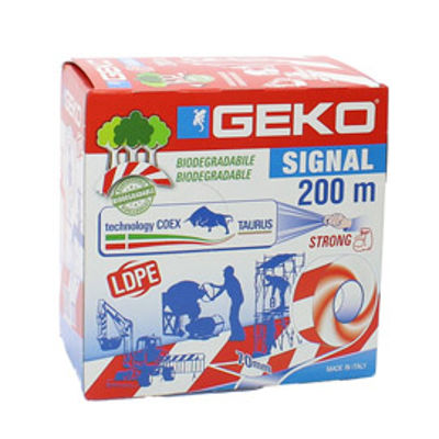 Immagine di Nastro segnaletico SIGNAL 70mm x 200mt bianco/rosso biodegradabile Geko [200/26]