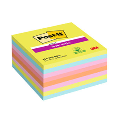 Immagine di Cf. 8pz blocco 450fg. Post-it  Super Sticky 76x76mm 654-8SSRBW colori assortiti [7100263310]