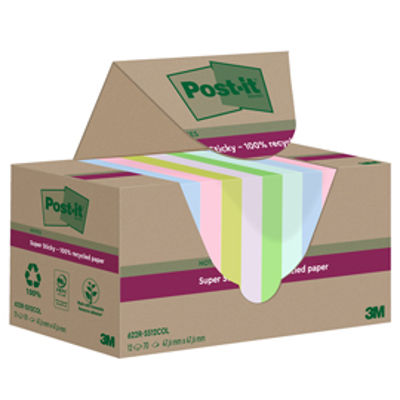 Immagine di Cf 12pz blocco 70fg Post-it SuperSticky Green 47,6x47x6mm 622R-SS12COL pastello [7100284780]