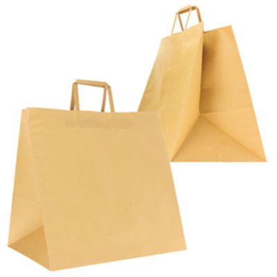 Immagine di Shoppers Flat maxi plus - 40 x 35 x 35 cm - carta kraft - avana - Mainetti Bags - conf. 150 pezzi [310004004A]