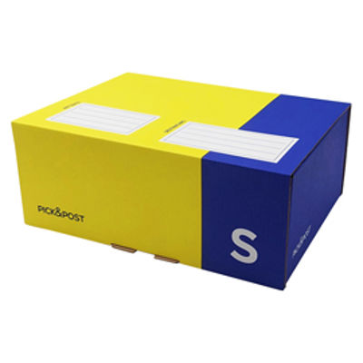 Immagine di Scatola automontante per ecommerce PICKPost - S - 26 x 19 x 10 cm - giallo/blu - Blasetti [0262]