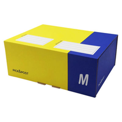 Immagine di Scatola automontante per ecommerce PICKPost - M - 36 x 24 x 12 cm - giallo/blu - Blasetti [BLA-0263]