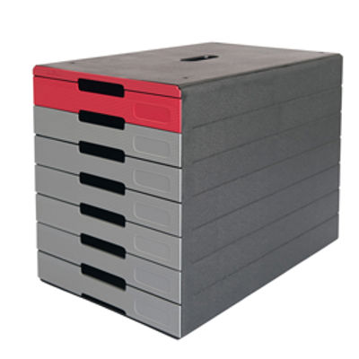 Immagine di Cassettiera Idealbox Pro 7 - 7 cassetti - 36,5 x 32,2 x 25 cm - rosso - Durable [7763-03]