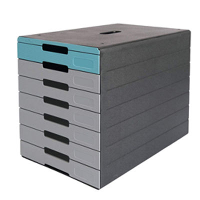 Immagine di Cassettiera Idealbox Pro 7 - 7 cassetti - 36,5 x 32,2 x 25 cm - azzurro - Durable [7763-06]