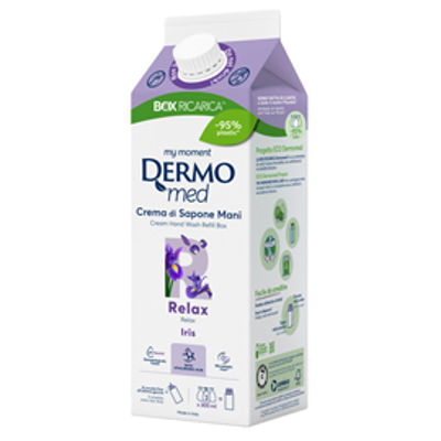 Immagine di Ricarica crema di sapone mani - carton box - 900 ml - iris - Dermomed [CSBOX2063]