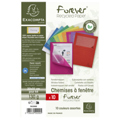 Immagine di Cartellina a L Forever - con finestra - 130g - 22 x 31 cm - colori assortiti - Exacompta - conf. 10 pezzi [50200E]