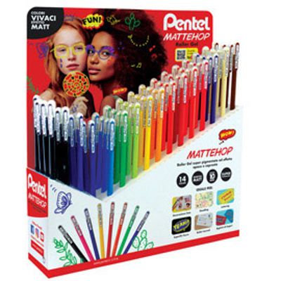 Immagine di Penna gel Mattehop - punta 1,0 mm - colori assortiti - Pentel - expo 64 pezzi [0022403]