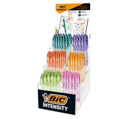 Immagine di Penna a sfera a scatto Intensity Gel Quick Dry - punta 0,7mm - colori assortiti - Bic - expo 102 pezzi [520818]